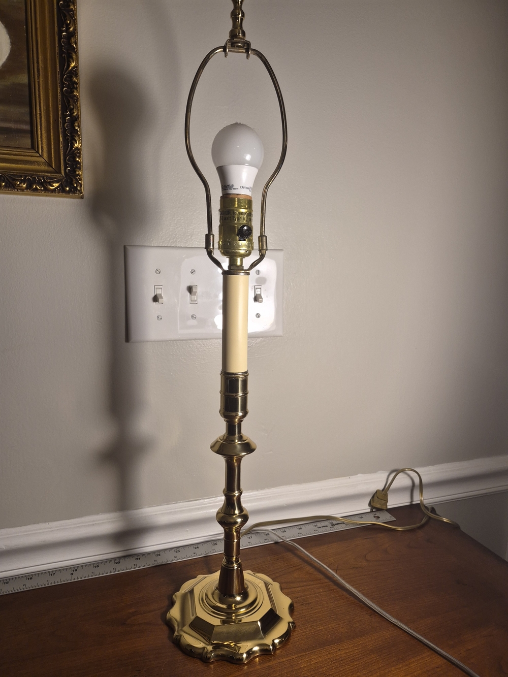 Vtg Baldwin Brass Smithsonian Institution Candlestick Table Lamp 25" Tall